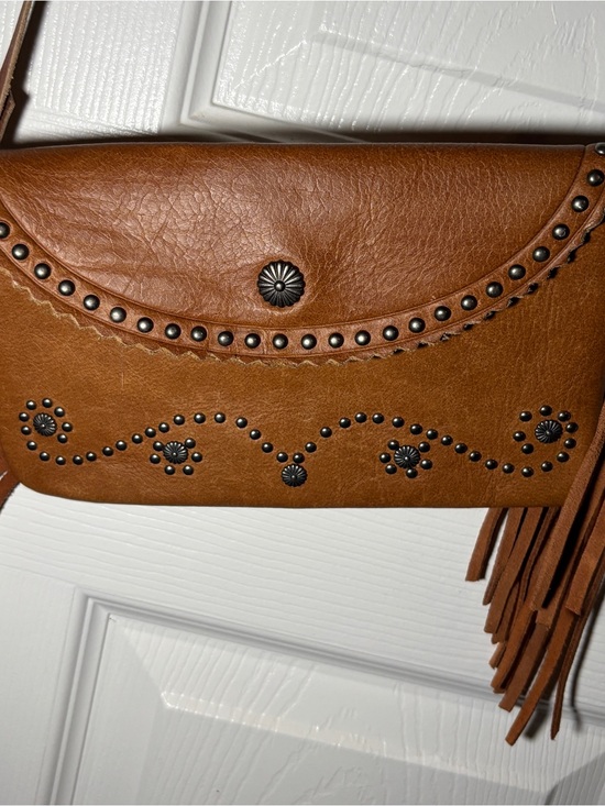Montana West Handbags - Montana West Fringed Studded Envelope Wristlet Clutch in Brown (genuine leather)
